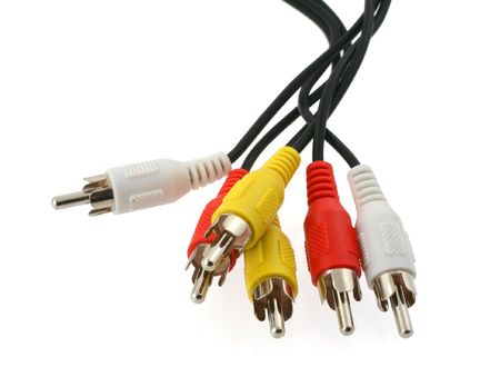 bunch of chinch cables against white background