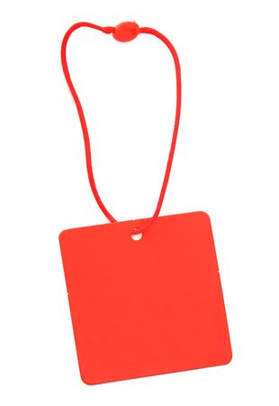 close-up of a blank price tag against pure white backgroundの写真素材