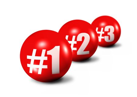 order concept - focus set on ball  number one