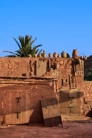 agricultural clay buildings in a moroccan village の写真素材