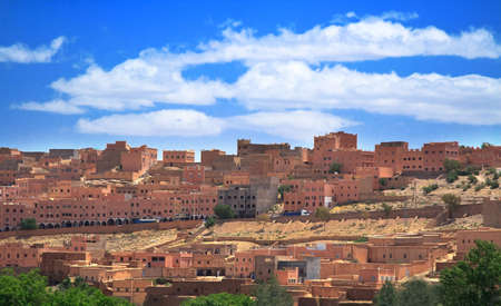 panorama of a small Moroccan town (Boumalne du Dades)の写真素材