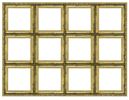 Hige golden frame isolated on pure white backgroundの写真素材