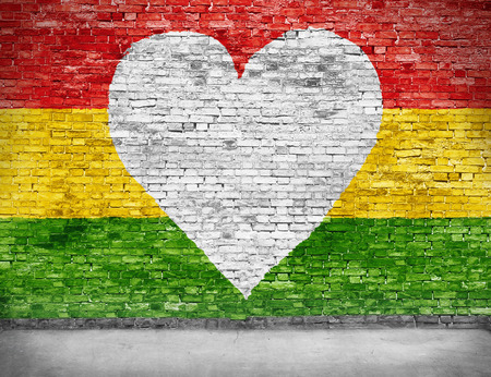 Love for reggae music loving painted over white brick wallの写真素材