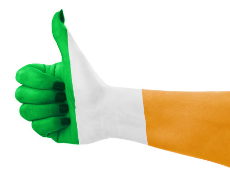 Flag of Ireland isolated on female's handの写真素材