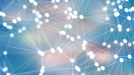 Abstract Blue Connected Lines and Dots Background Imageの写真素材