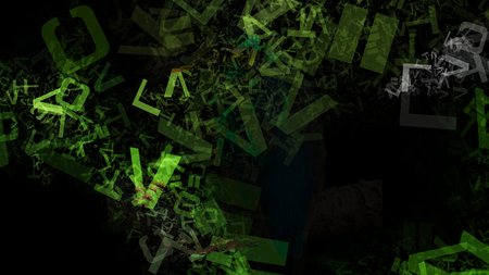 Green and Black Alphabet Letters Chaos Texture Imageの写真素材