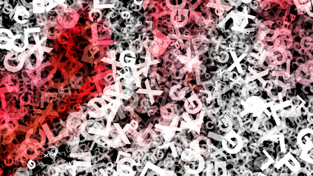 Red Black and White Scattered Alphabet Textureの写真素材