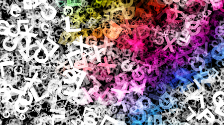 Colorful Scattered Alphabet Letters Texture Backgroundの写真素材