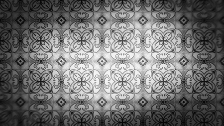 Dark Gray Floral Geometric Pattern Background Templateの写真素材