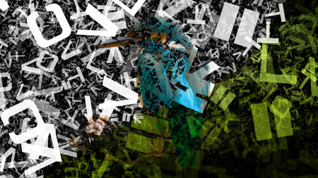 Green Black and White Letters Texture Imageの写真素材