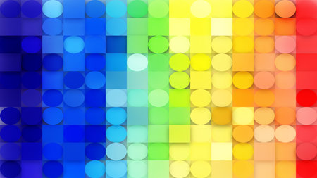Abstract Colorful Circles and Squares Background Graphicの写真素材