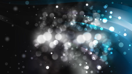 Abstract Black and Blue Bokeh Defocused Lights Background Imageの写真素材