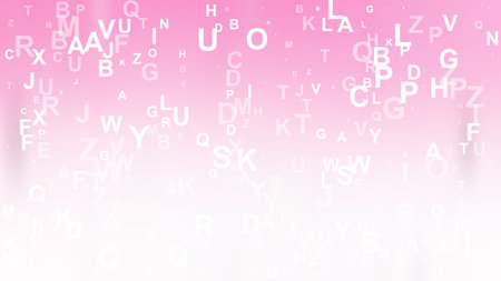 Abstract Pink and White Scattered Letters Backgroundの写真素材