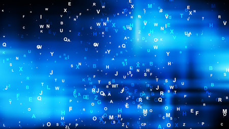 Abstract Black and Blue Alphabet Background Graphicの写真素材