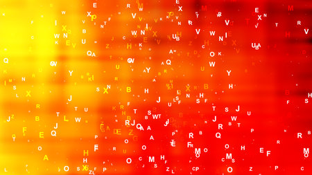 Abstract Red and Yellow Random Alphabet backgroundの写真素材