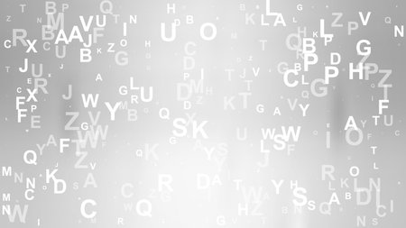 Grey and White Random Alphabet backgroundの写真素材