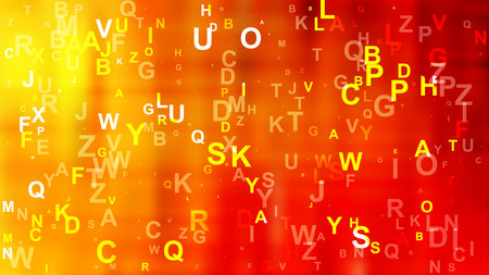 Red and Yellow Random Alphabet Letters Background Vectorの写真素材