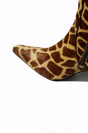a toe of a fur boot made of giraffe skinの写真素材