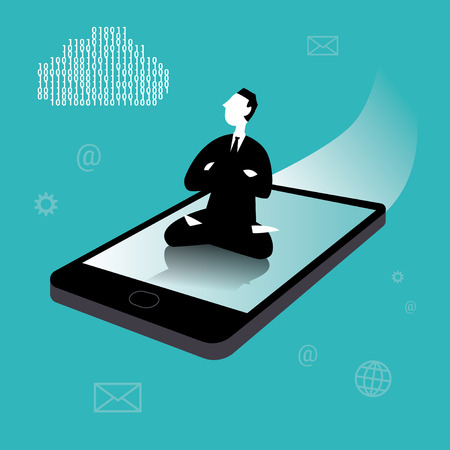 Flying phoneのイラスト素材