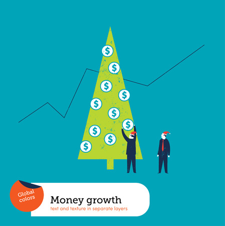 Christmas Money Tree.  Global colors. Text and Texture in separate layers.のイラスト素材