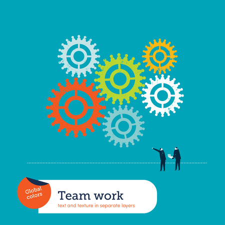 Gear Teamwork.  Global colors. Text and Texture in separate layers.のイラスト素材