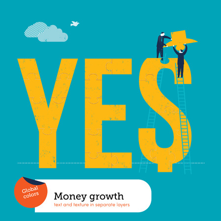 Vector money puzzle missing piece. Global colors. Text and Texture in separate layers.のイラスト素材