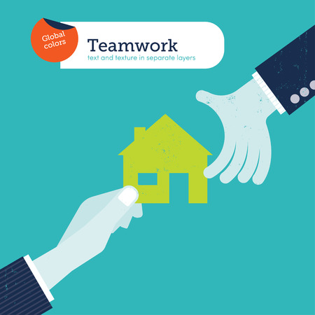 Vector two hands offering a houseのイラスト素材