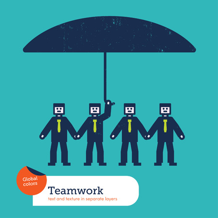 Vector men chain one with an umbrellaのイラスト素材