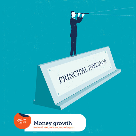 Businessman on a name plate principal investor. Vector illustration. Global colors. Text and Texture in separate layers.のイラスト素材