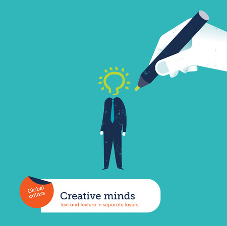 Hand drawing a bulb for a man. Vector illustration Eps10 file. Global colors. Text and Texture in separate layers.のイラスト素材