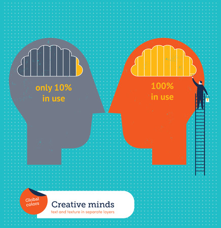 Businessman painting the brain capacity.  Global colors. Text and Texture in separate layers.のイラスト素材