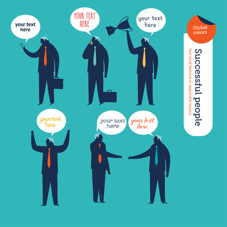 Businessmen silhouettes. Vector illustration Eps10 file. Global colors. Text and Texture in separate layers.のイラスト素材
