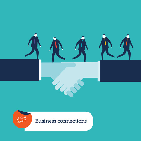 Businessmen walking on a handshakeのイラスト素材