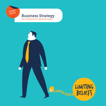 Business man chained to his limiting beliefsのイラスト素材
