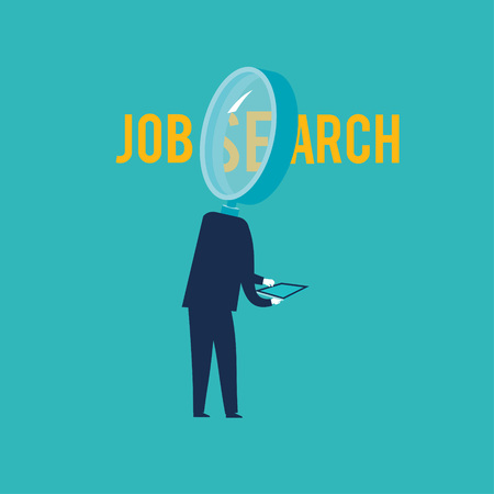 Searching for a job. Vector illustration flat design. Isolated on white background. Business people.のイラスト素材