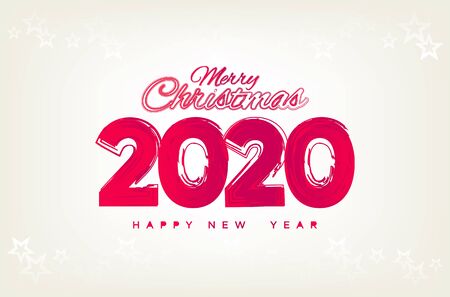 2020 Happy New Year sticker.Merry Christmas Vector background illustration.Greeting card for the new year.のイラスト素材
