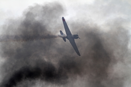 Monroe, North Carolina - November 4, 2012:  Reenactment of Japanese Attack on Pearl Harbor during Warbirds Over Monroe Air Show in Monroe, NC, on November 4, 2012.のeditorial素材