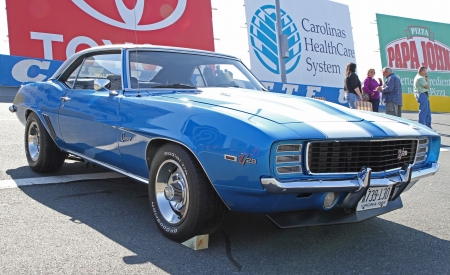 Concord, North Carolina - April 6, 2013:  A 1969 Chevrolet Camaro Z/28 on display at the Food Lion Auto Fair classic car show at Charlotte Motor Speedway in Concord, North Carolina.のeditorial素材