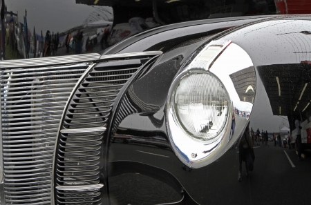 Concord, North Carolina - September 21, 2013 : Closeup of a 1940 Ford on display at the Charlotte Auto Fair classic car show at Charlotte Motor Speedway in Concord, North Carolinaのeditorial素材