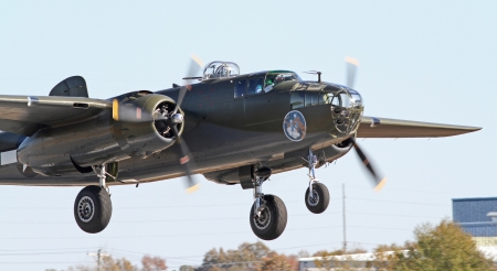 Monroe, North Carolina - November 10, 2013 - World War II B-25 Mitchell Bomber Performing during Warbirds Over Monroe Air Show in Monroe, NC のeditorial素材