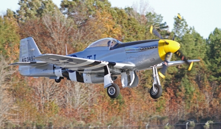 Monroe, North Carolina - November 10, 2013 - World War II P-51 Mustang Fighter Performing during...