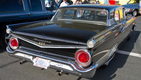 CONCORD NC - APRIL 11 2015:  A 1959 Ford Fairlane 500 automobile on display at the Charlotte AutoFair classic car show held at Charlotte Motor Speedway.のeditorial素材