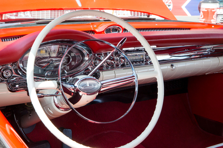 CONCORD, NC - September 22, 2017:  Interior of a 1957 Oldsmobile Ninety Eight on display at the Pennzoil AutoFair Classic Car Show at Charlotte Motor Speedway.のeditorial素材