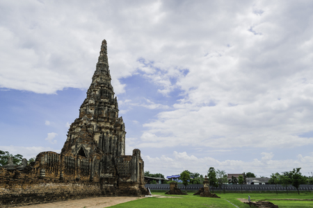 Old Beautiful Thai Temple Wat Chai Wattanaram, Ayutthaya Historical Park, Thailandの写真素材