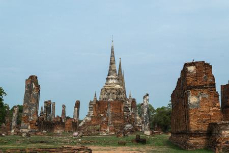Ruined Old Temple of Ayutthaya, Thailandの写真素材