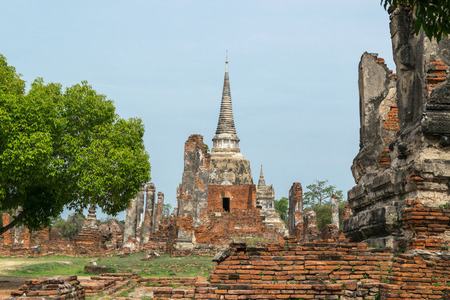 Ruined Old Temple of Ayutthaya, Thailandの写真素材