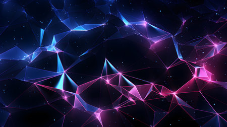 Abstract polygonal space low poly dark background with connecting dots and lines. Generative AIの素材