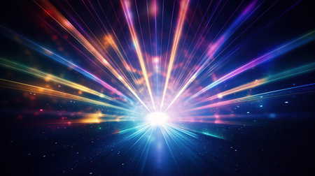 Abstract background with rays of light and a bokeh effect. Generative AIの素材