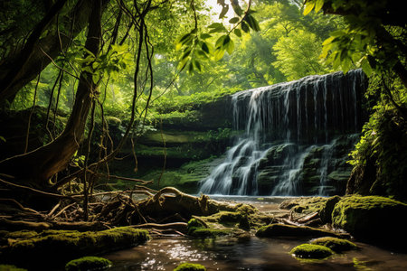 Waterfall in deep forest at Phu Soi Dao National Park, Thailand, Generative AIの素材