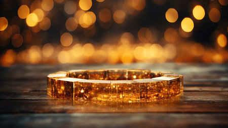 Golden Christmas background with a bokeh effect and copy space. Generative AIの素材
